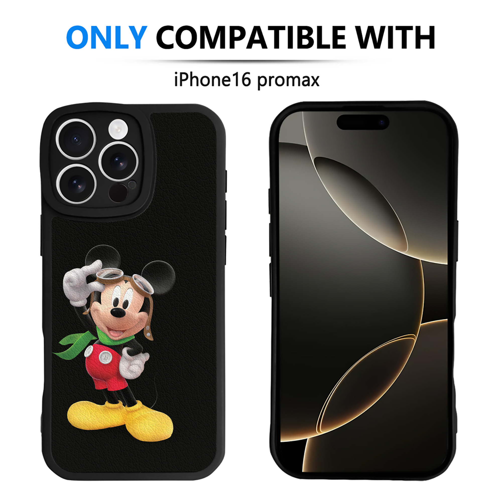 （画像用） ミッキーマウス Mickey Mouse 【iPhone 16シリーズ対応】シリコンスマホケース（レザー調） 材質：シリコン